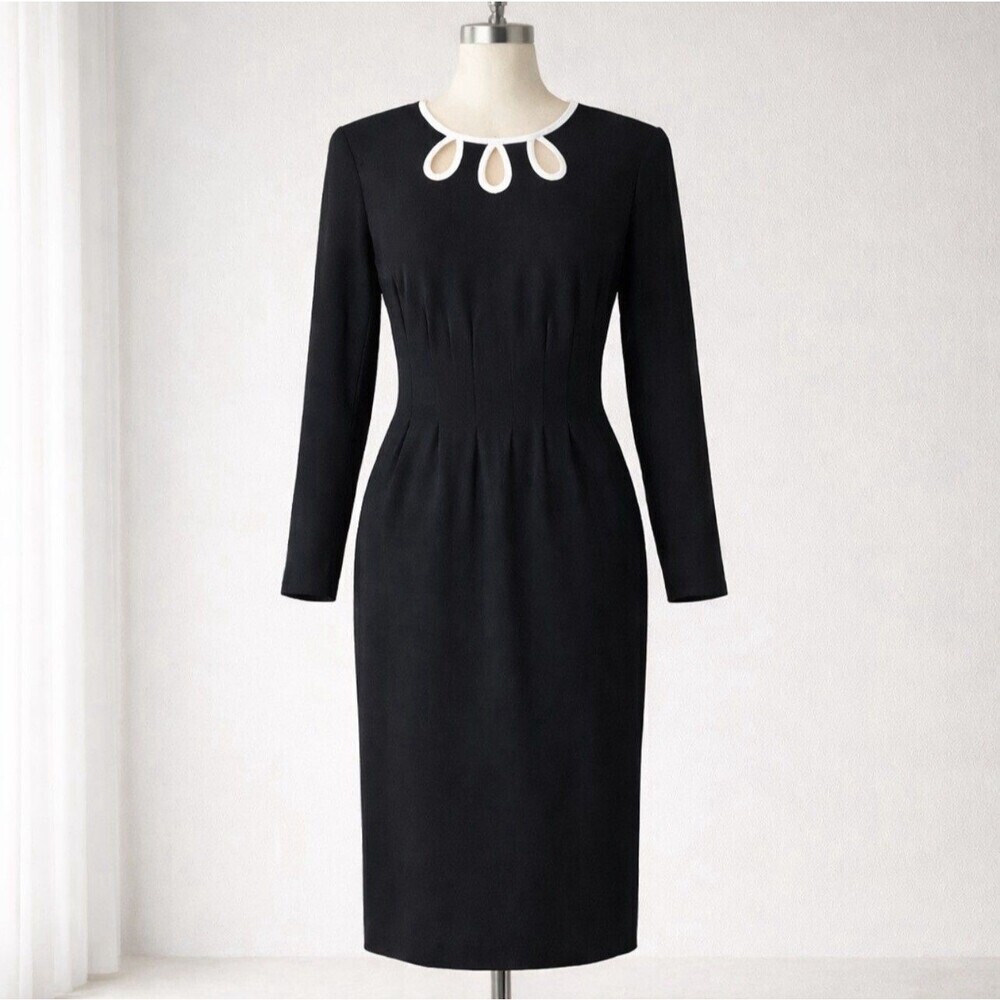 Vintage 80s Black Sheath Dress Samantha Edwards XS Dark Academia USA